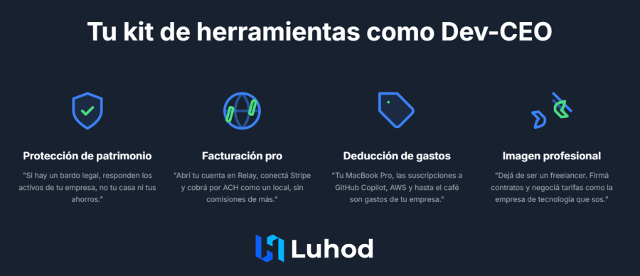 infografia de los beneficios de una llc para desarrolladores y programadores